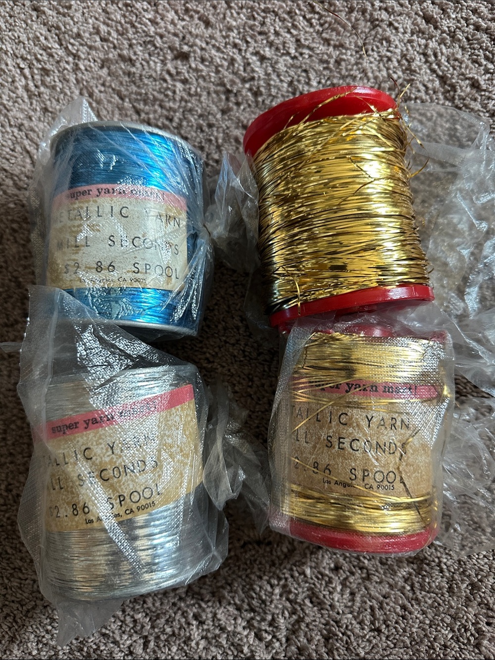Metallic Craft Yarn Spools ~VINTAGE